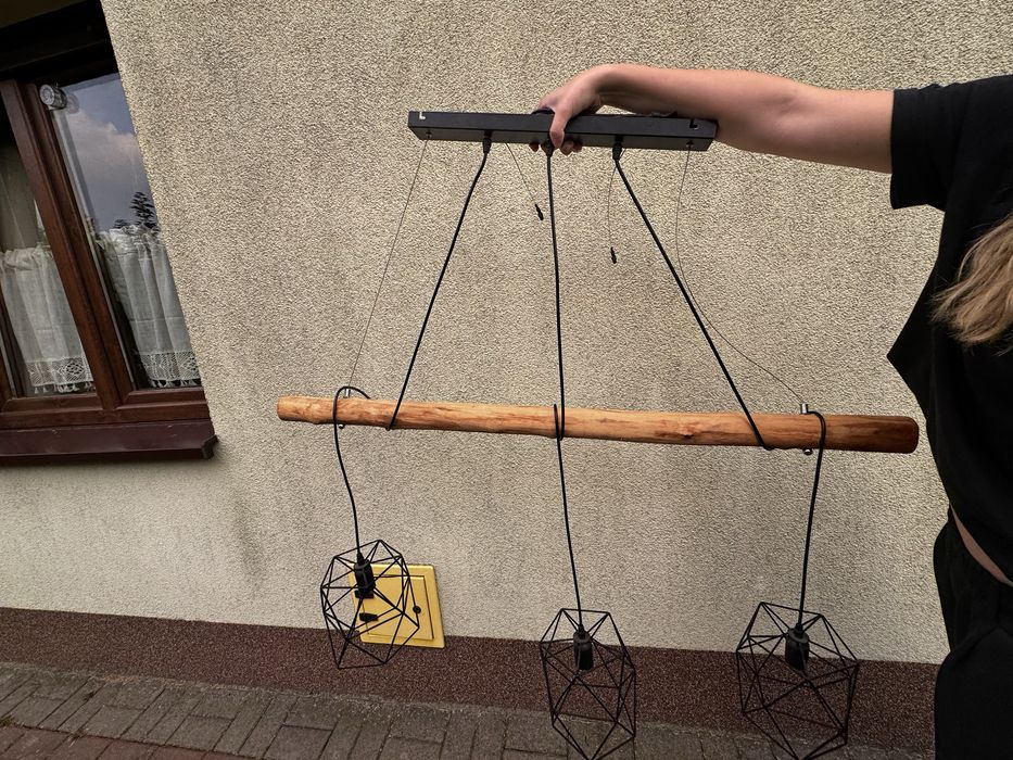 Lampa rustykalna drewno metal