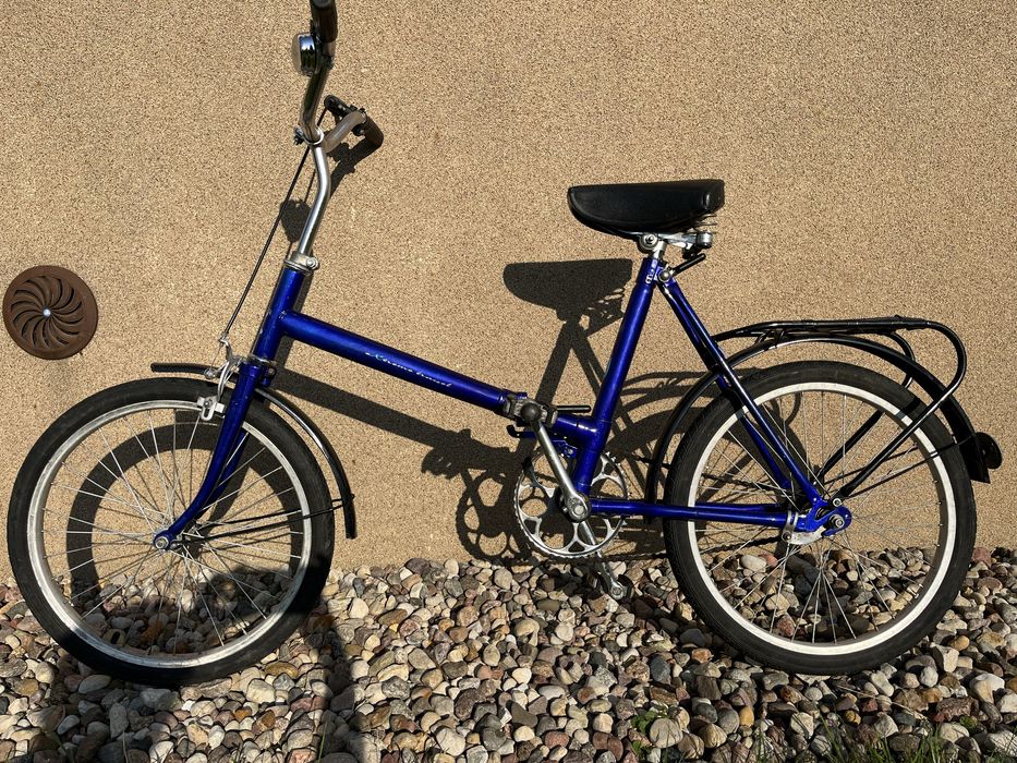 Granatowy Rower Składany Składak PRL Sprawny