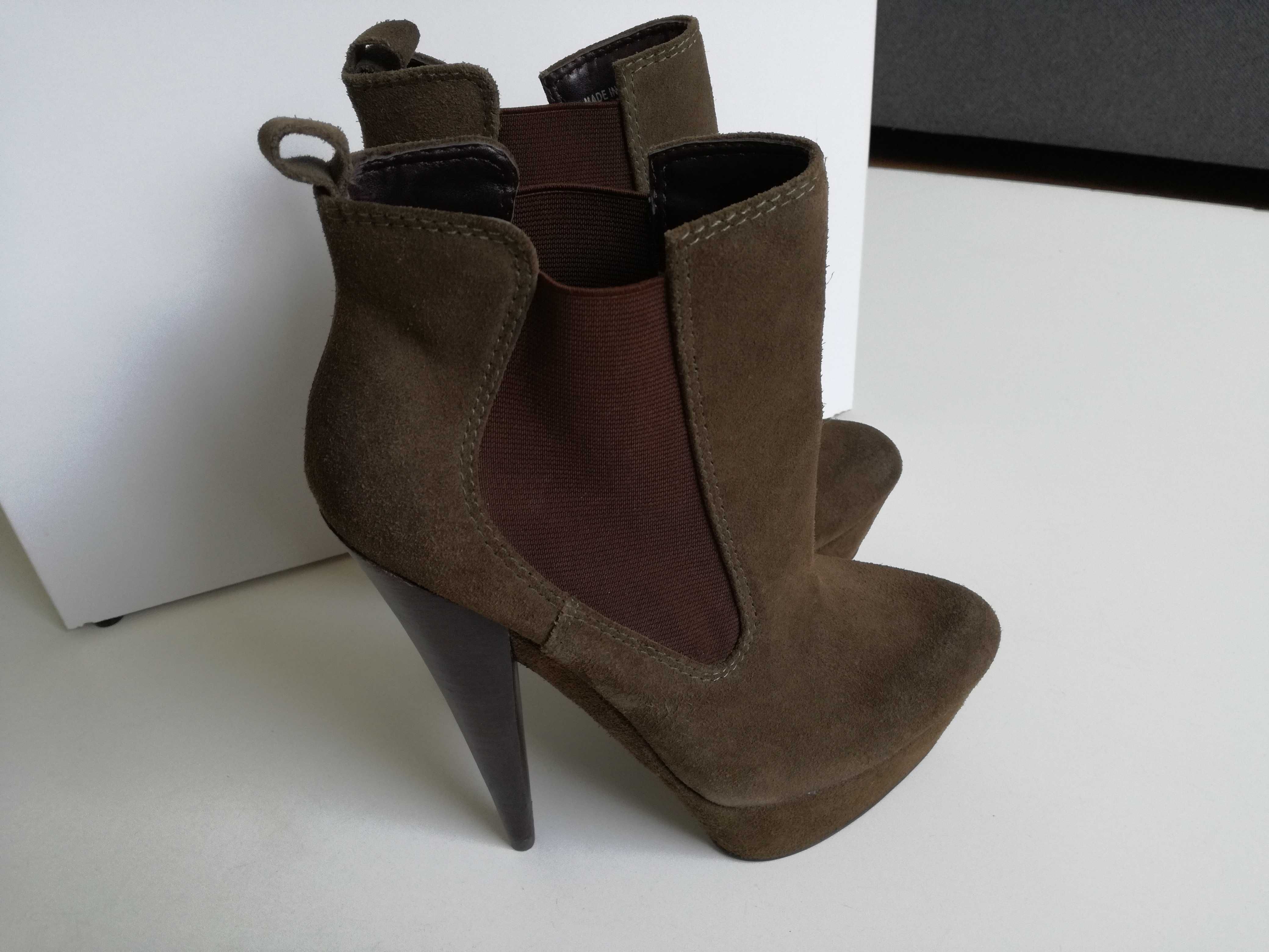 Botki skórzane na wysokim obcasie  Kazar Zara + gratis  38