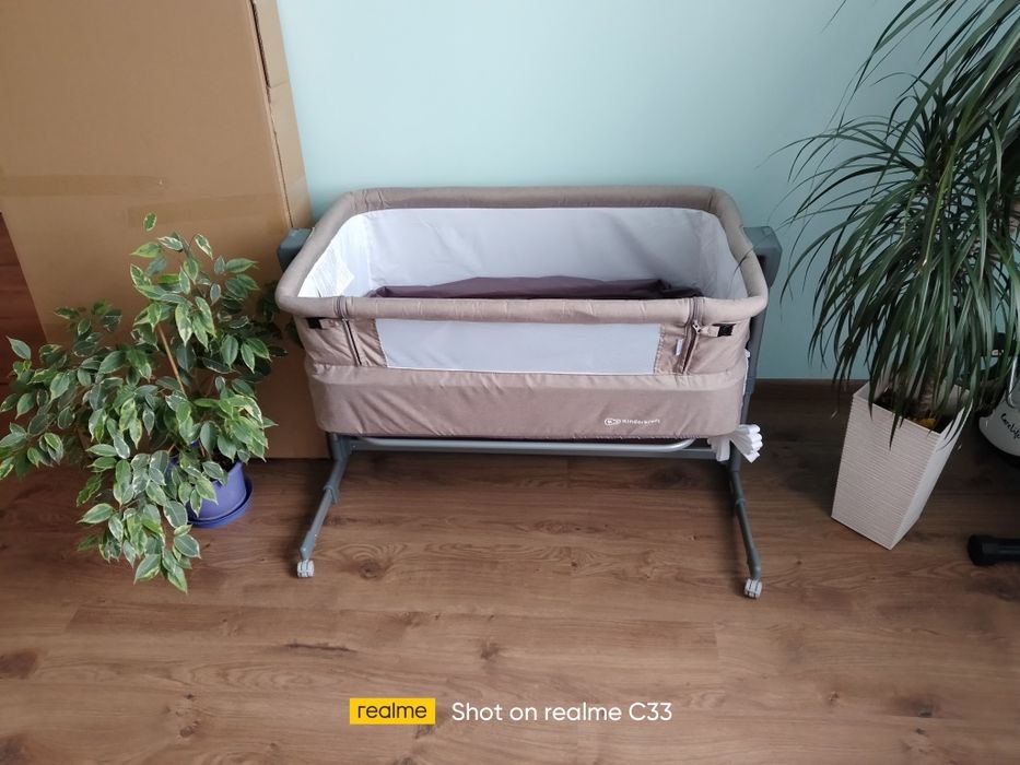 Łóżeczko dostawne Neste Up 2w1 Kinderkraft beżowe+materac+wyposażenie