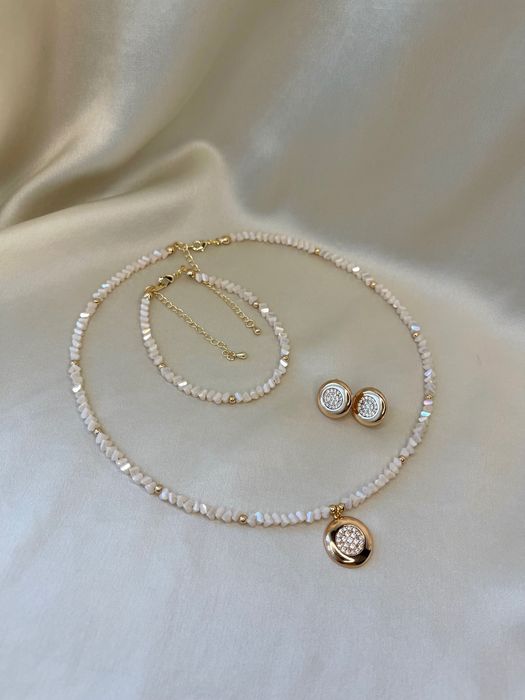 Комплект прикрас із медзолота ручної роботи