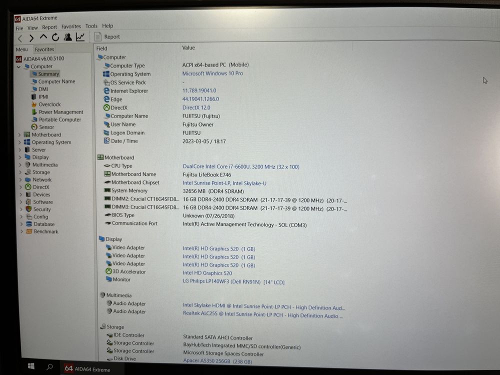 Fujitsu Lifebook E746  (i7/RAM 16GB/SSD/ 14”FHD) подсветка клавы