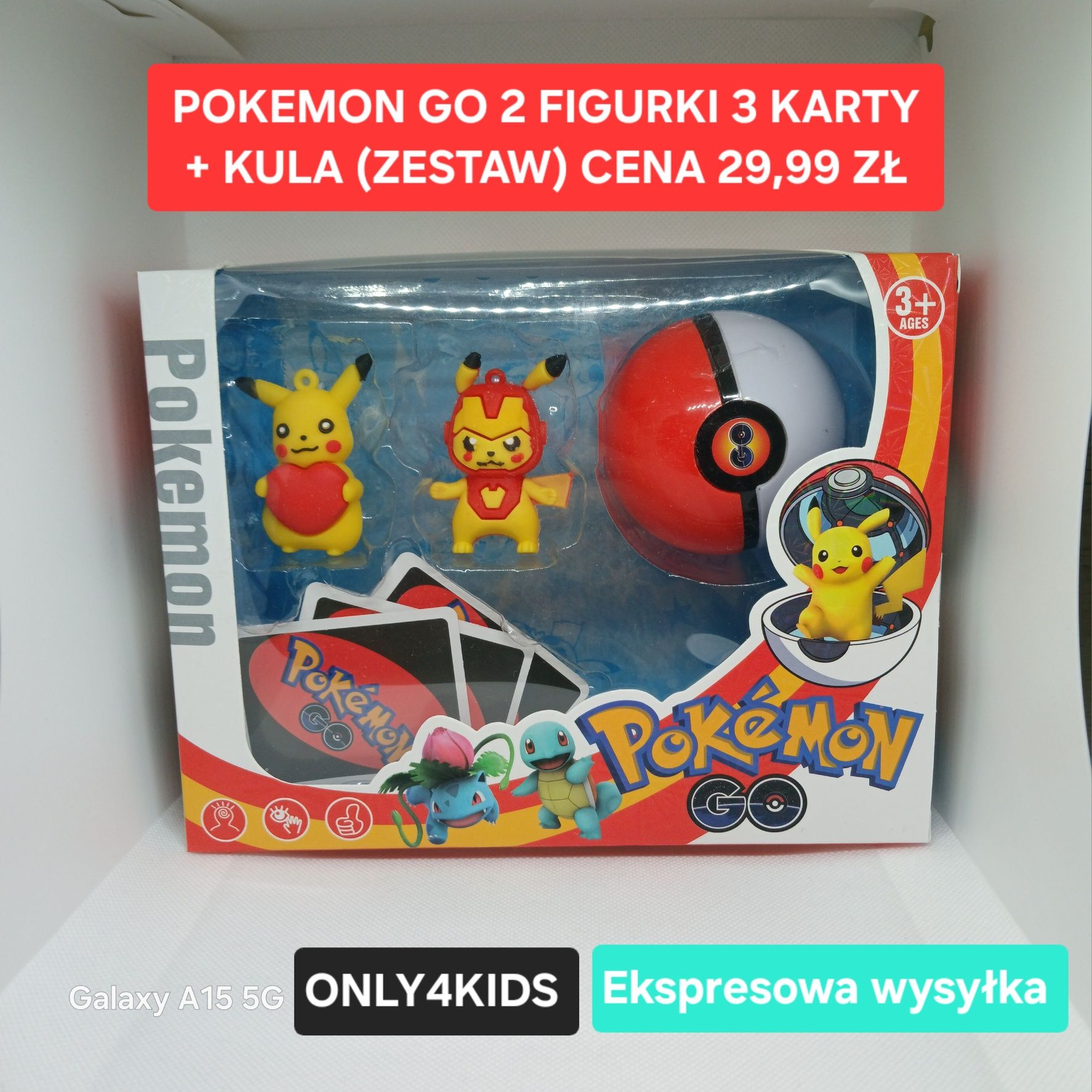 Pokemon GO (zestaw) 2 figurki + kula + 3 karty