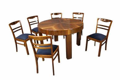Stół i 6 krzeseł Art - Deco / po renowacji / antyki / orzech