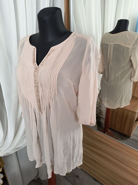 Tunika, bluzka łososiowa, ecru