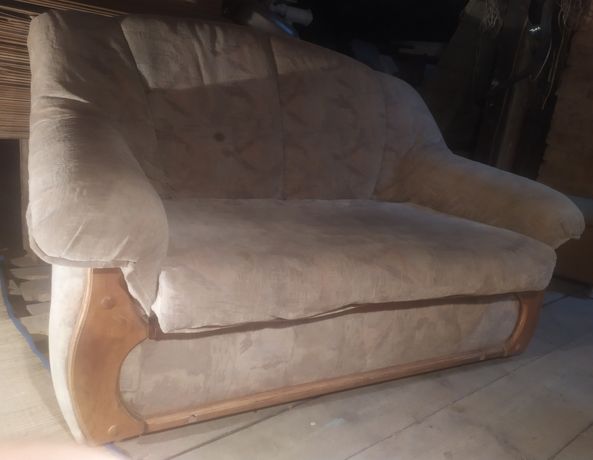 Sofa z pojemnikiem drewniany element wersalka kanapa dwuosobowa fotel