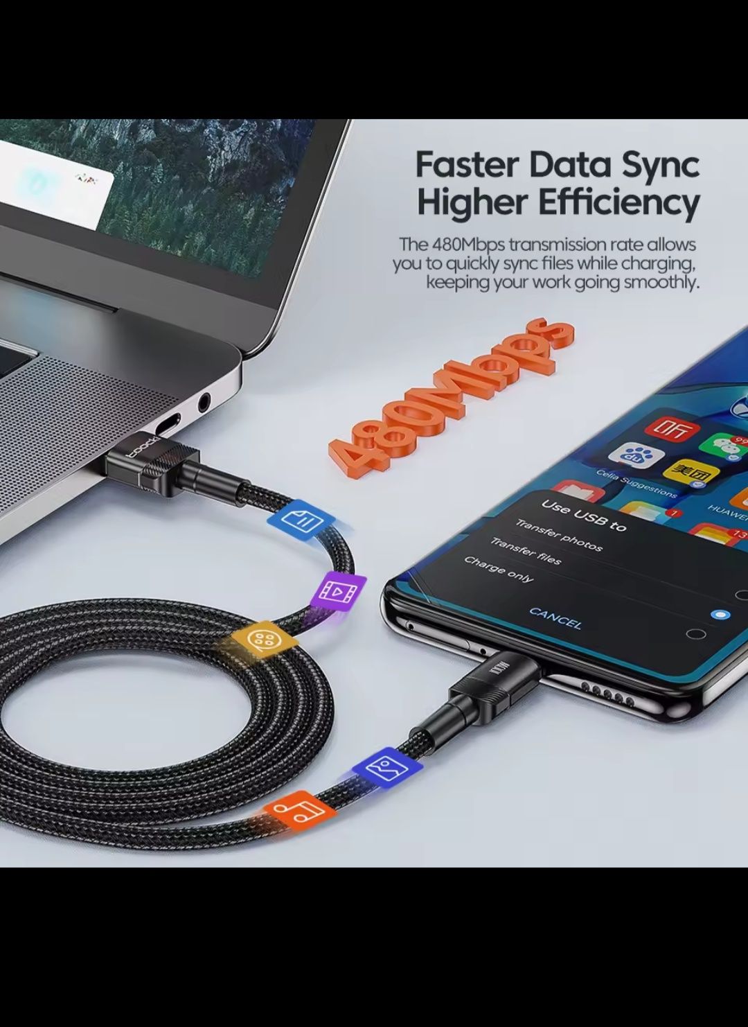 Kabel USB C USB C 3A 60W