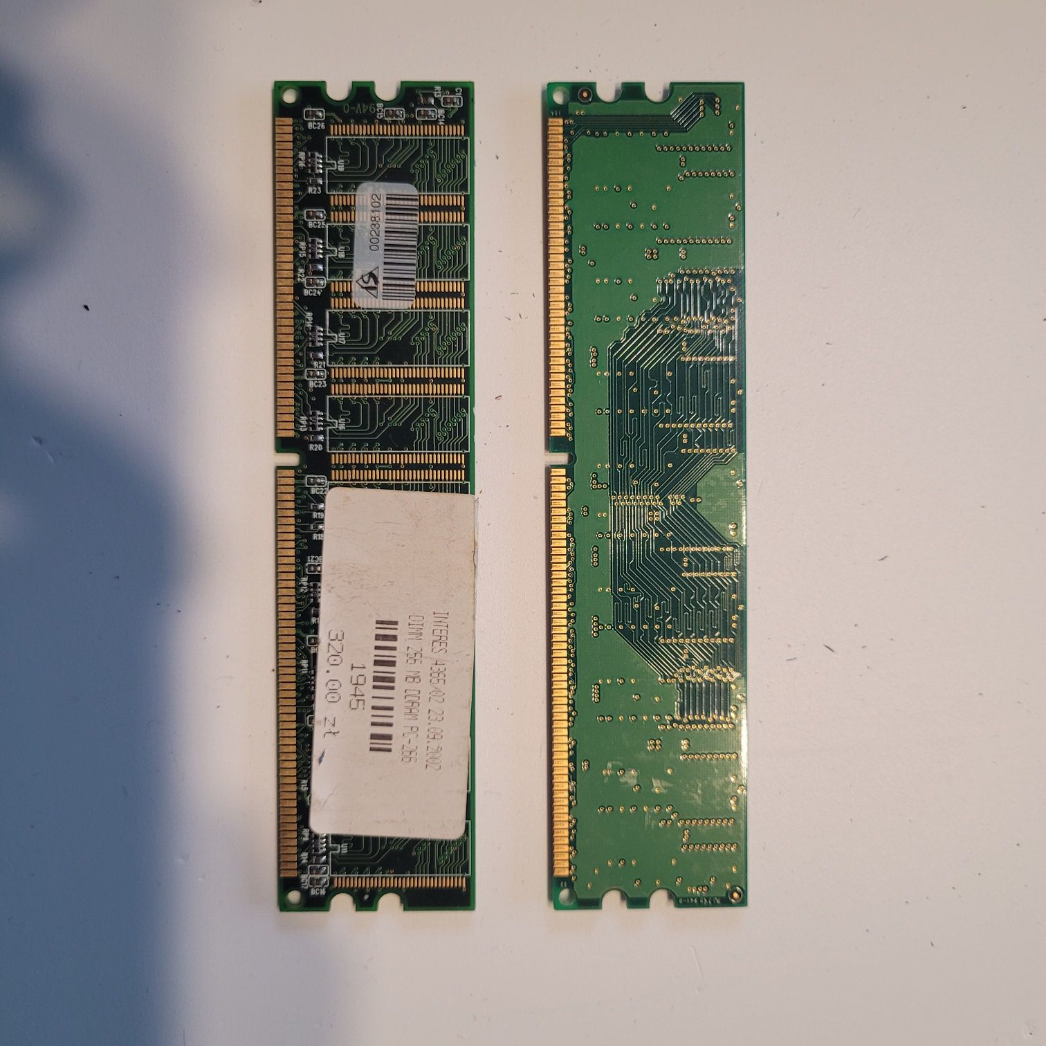 Pamięć RAM 2x 256 MB DDR