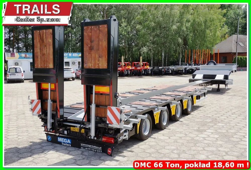 Niska podłoga 4-osie, rozciągana dł. 18,60 m,  własne PTO, NAJAZDY HYDRAULICZNE. !!!  Dostępna z placu !!! Z odstępstwem na DMC 66,0 T i ŁADUNKAMI 53,0 T !!