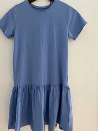 Cool Club 158 niebieska sukienka dresowa gładka