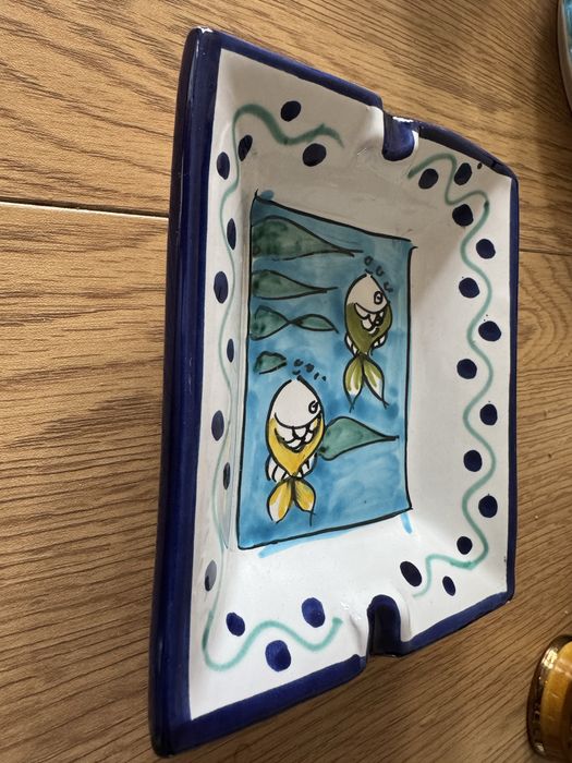 Ceramika popielnica recznie malowana