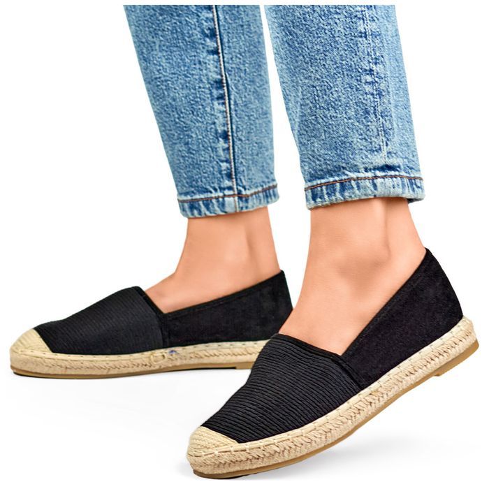 Czarne Klasyczne Espadryle Damskie