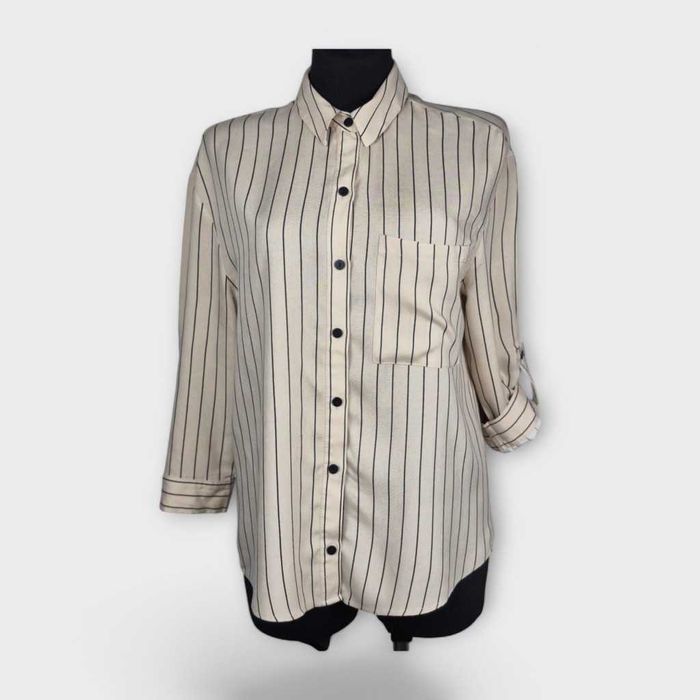 Koszula Bershka M 38 beżowa w paski wiskoza elegancka