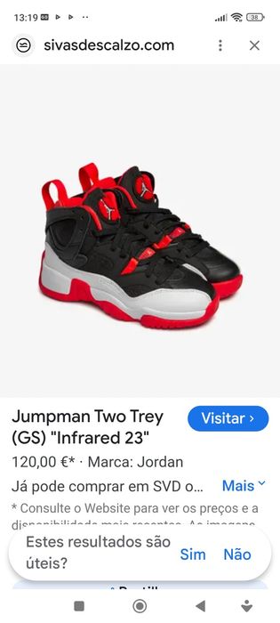 Tênis Jordan vermelho e preto