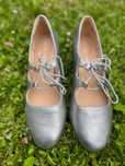 *Srebrne CLARKS Skóra Eleganckie Stylowe Buty Czółenka Retro