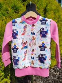 bluza dresowa dla dziewczynki 80 86 super tata rodzina handmade różowa