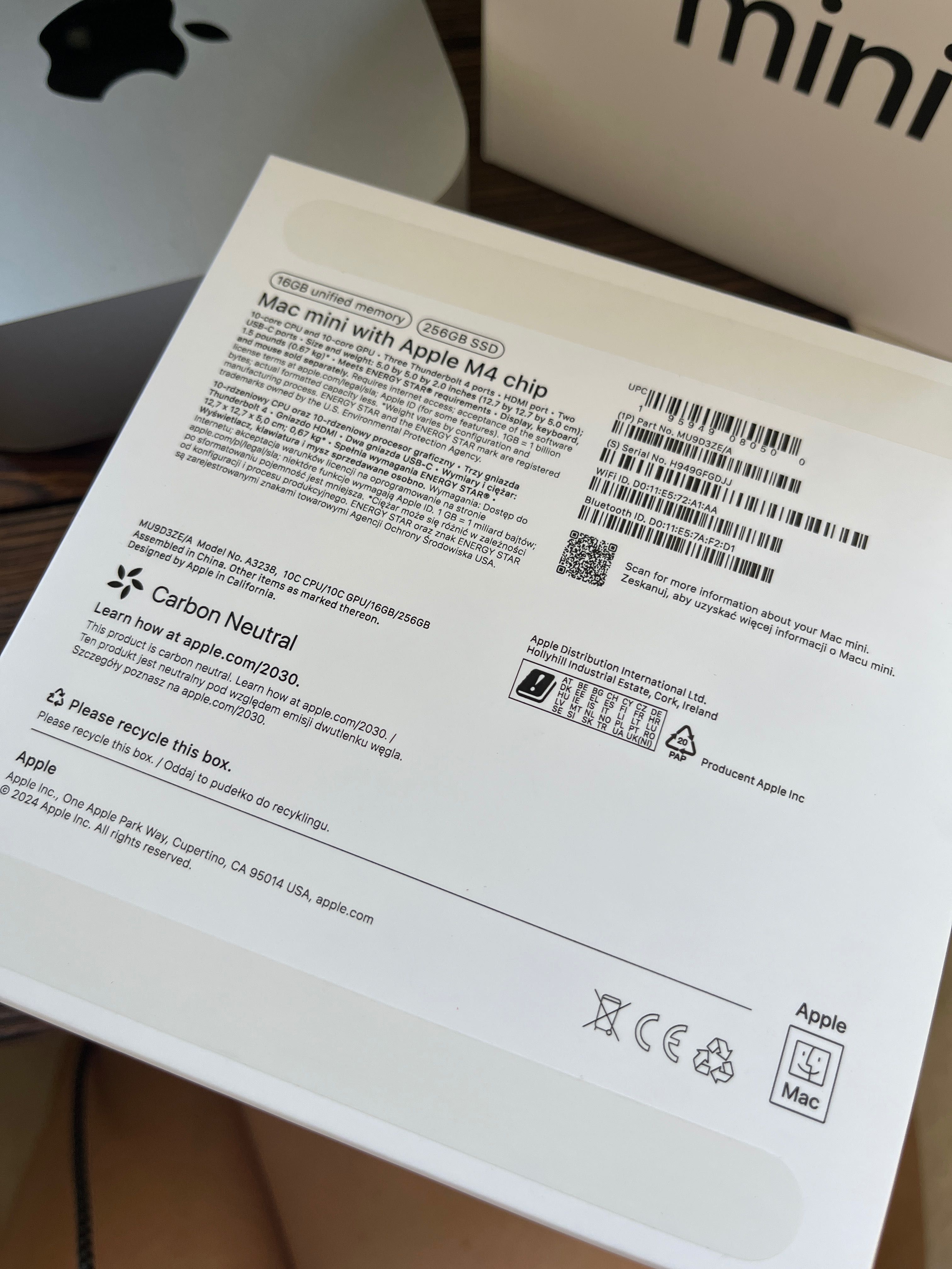 Apple Mac mini M4 16GB /256GB SSD Srebrny NOWY