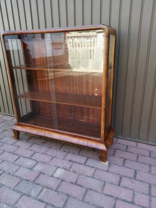 Witryna Serwantka Biblioteka ART-DECO Orzech Stara Antyk Po Renowacji.
