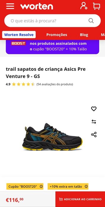 Sapatilhas de criança Asics Pre Venture 9 - GS, número 39