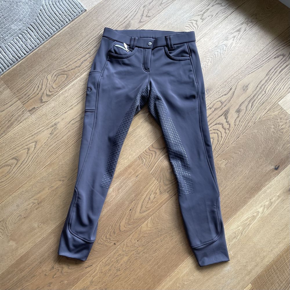 Legginsy bryczesy ocieplane zimowe 40 softshell szare fiolet