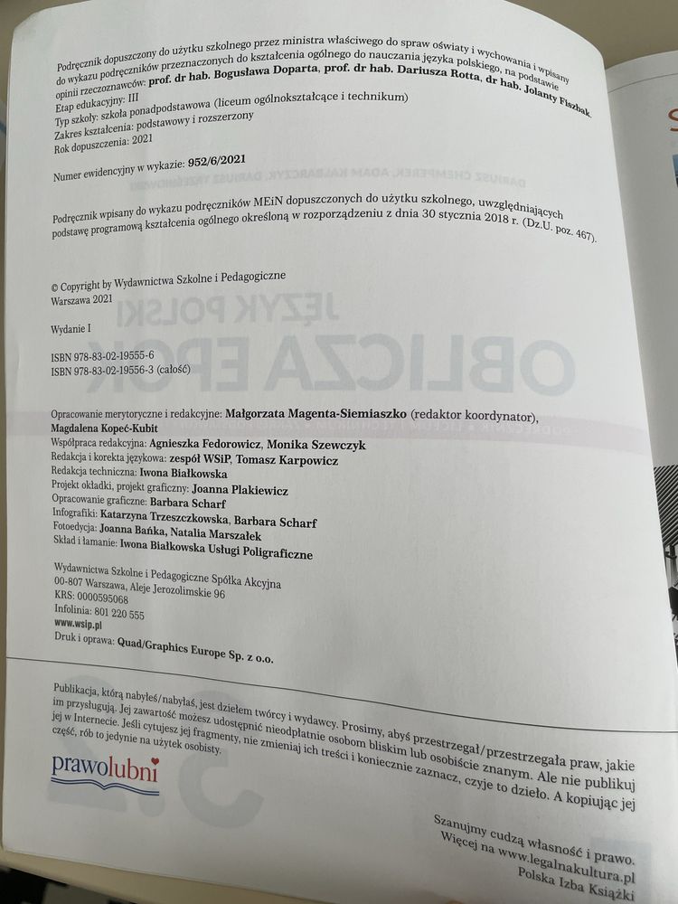 Oblicza epok 3.2 podręcznik j.polski zakres podstawowy
