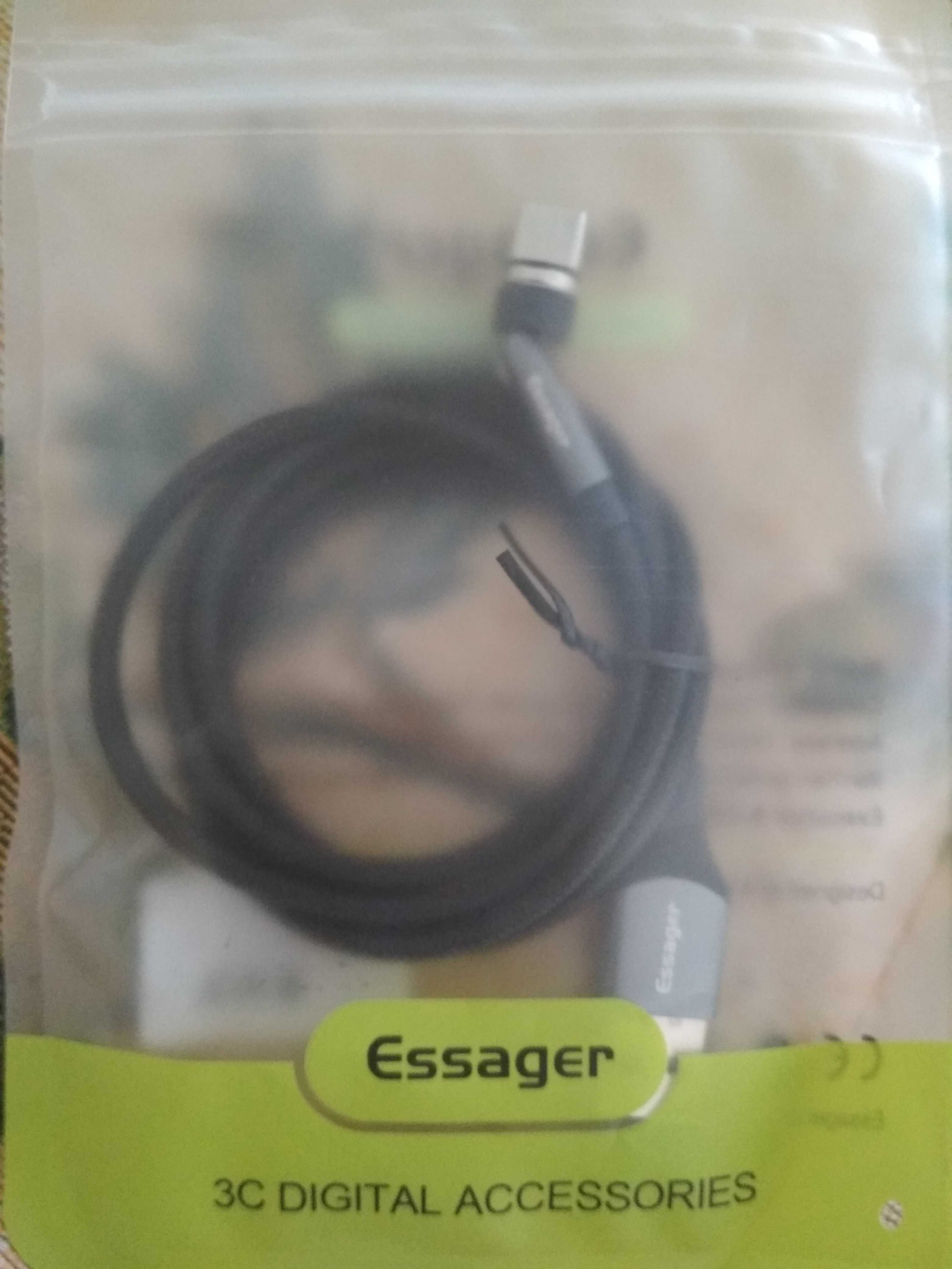Магнитный USB кабель  Essager с поворотом, 1м, 3А, Type-C