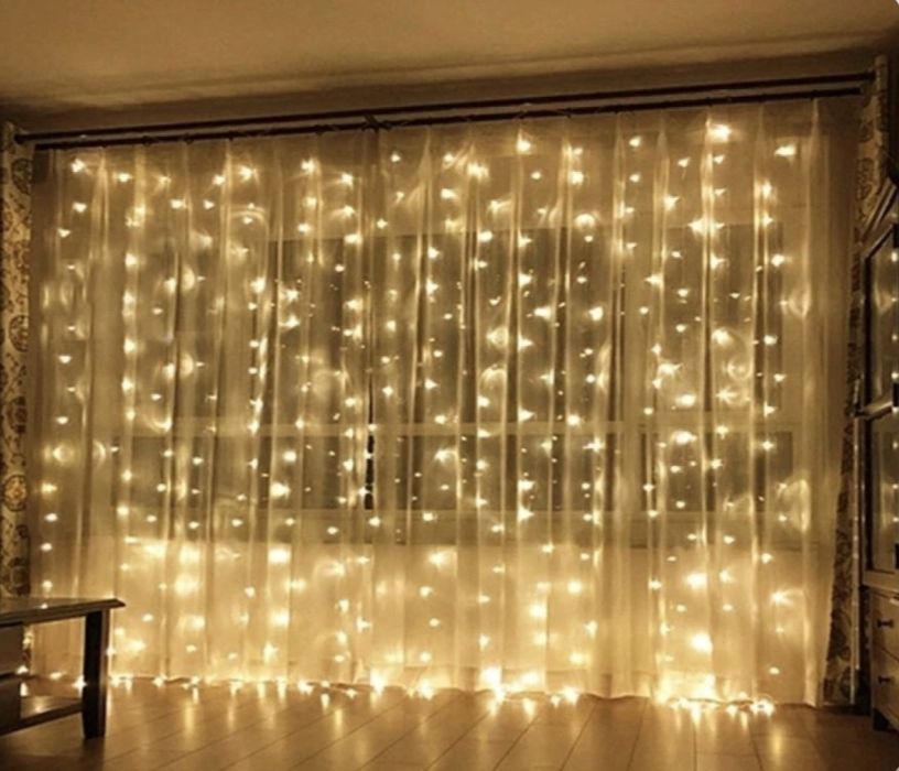 Гирлянда штора водопад тёплый 2×1.5