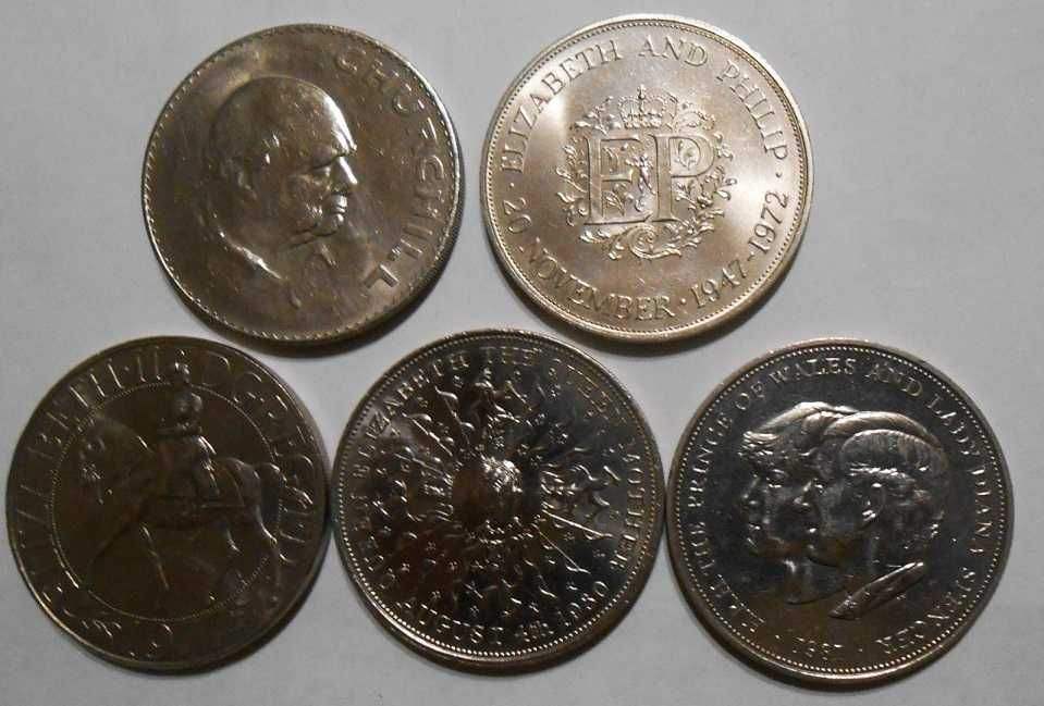 Великобританія 5 ювілейних монет. 5 шилінгів і 25 пенсів.