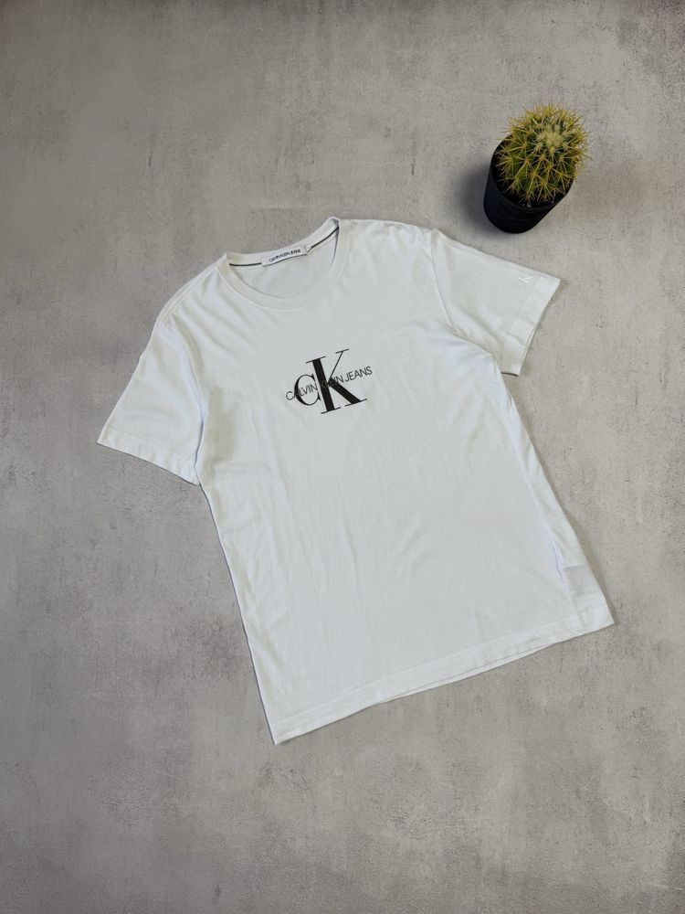 Футболка біла чоловіча преміальна Calvin Klein big logo оригінал CK