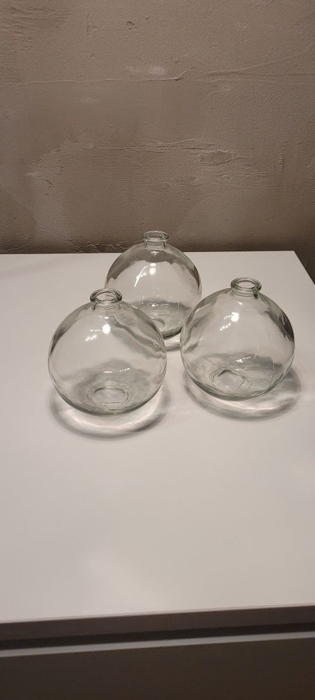 Szklany wazon, bombka, kula - 3 sztuki - wysokość 11cm