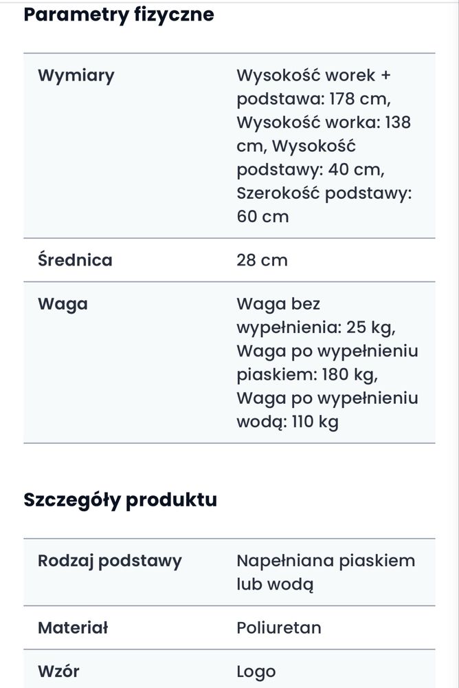 Worek treningowy bokserski TREXO