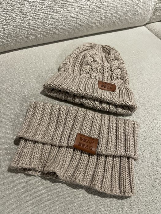 Welniany komplet czapka, komin