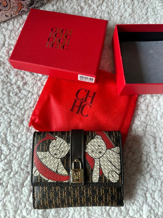 Porfel mały Carolina Herrera Logo monogram w pudełku nowy