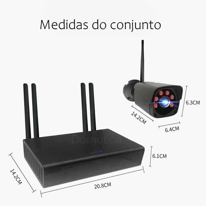 Conjunto Vigilância * 4 Câmaras FullHD * Sem Fios * Deteção de Pessoas