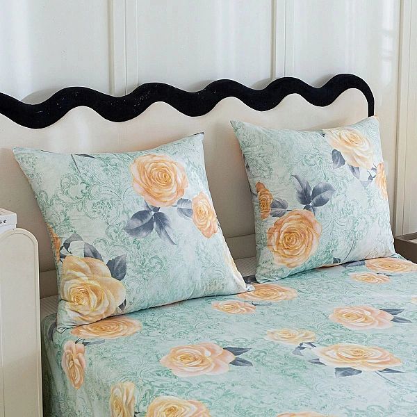 Pościel 160x200/3 części komplet poszewki 70x80 satynowa Maria kwiaty