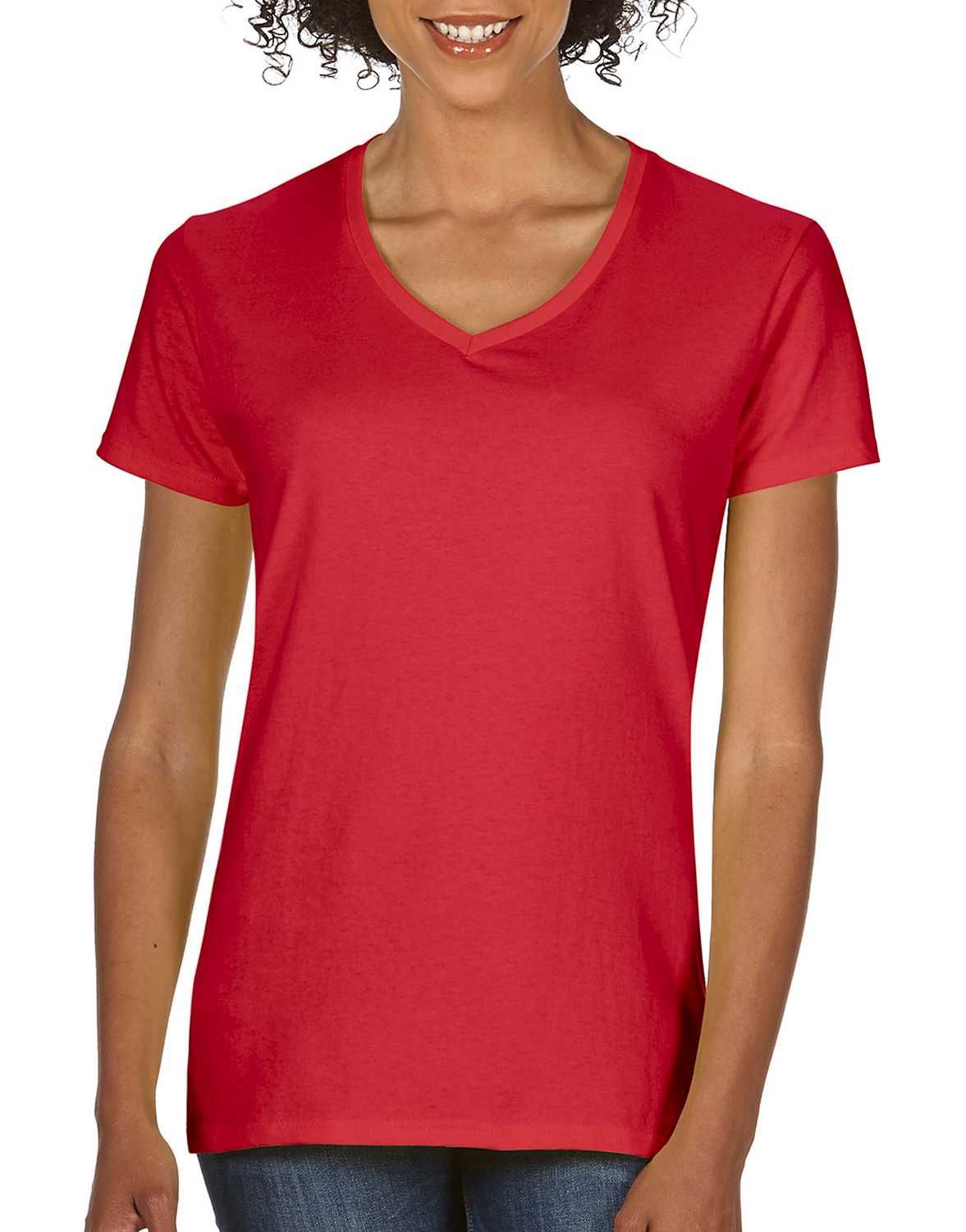 Koszulka damska GILDAN Premium V-neck czerwona S
