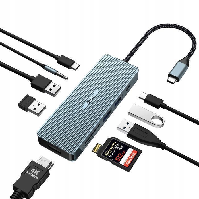 outlet hub usb qhou lmpyf 9 w 1 wieloportowy adapter usb c hub