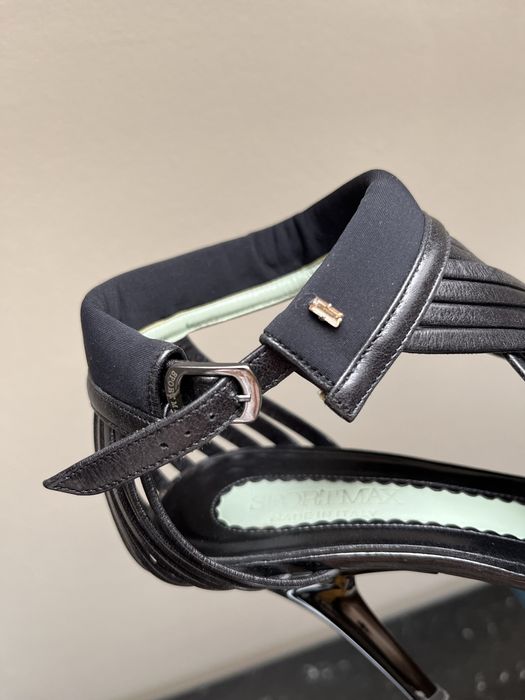 Szpilki skórzane letnie Sportmax czarne r.39 obcas 10 cm