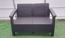 KETER sofa ogrodowa 2 os/ ławka tarasowa rattan grafit