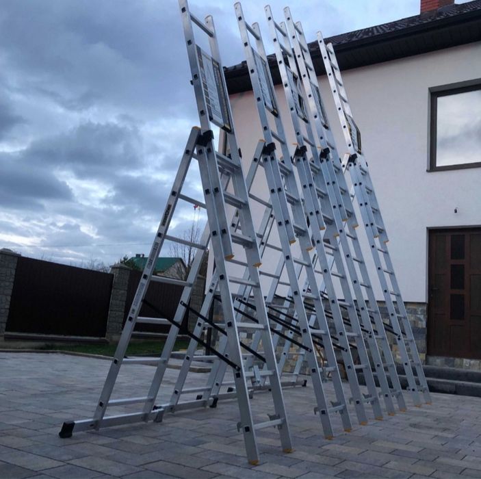 Ціни уточнюйте.Драбина трансформер алюмінієва,лестница трьохсекційна