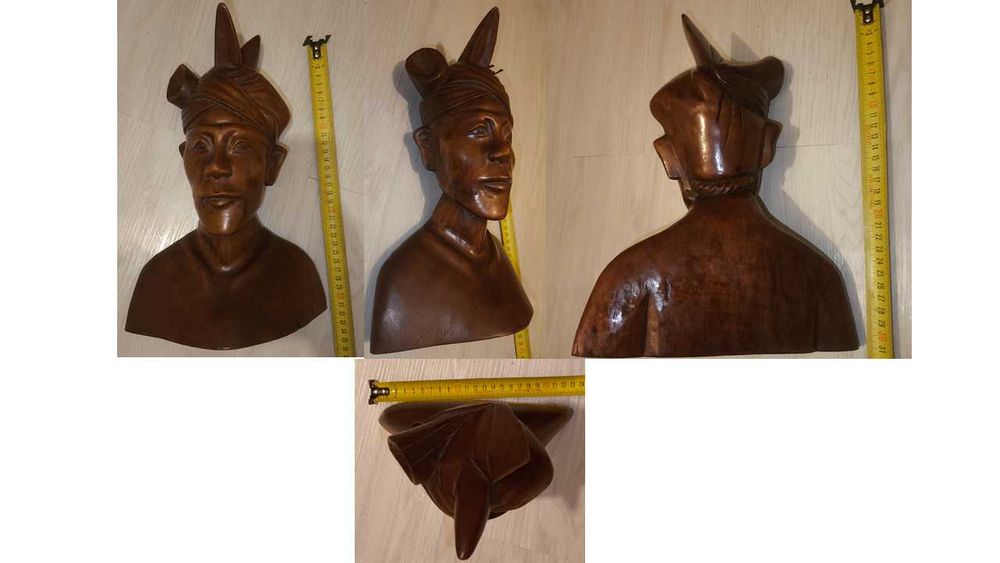 Conjunto de bustos africanos em pau preto e pau rosa