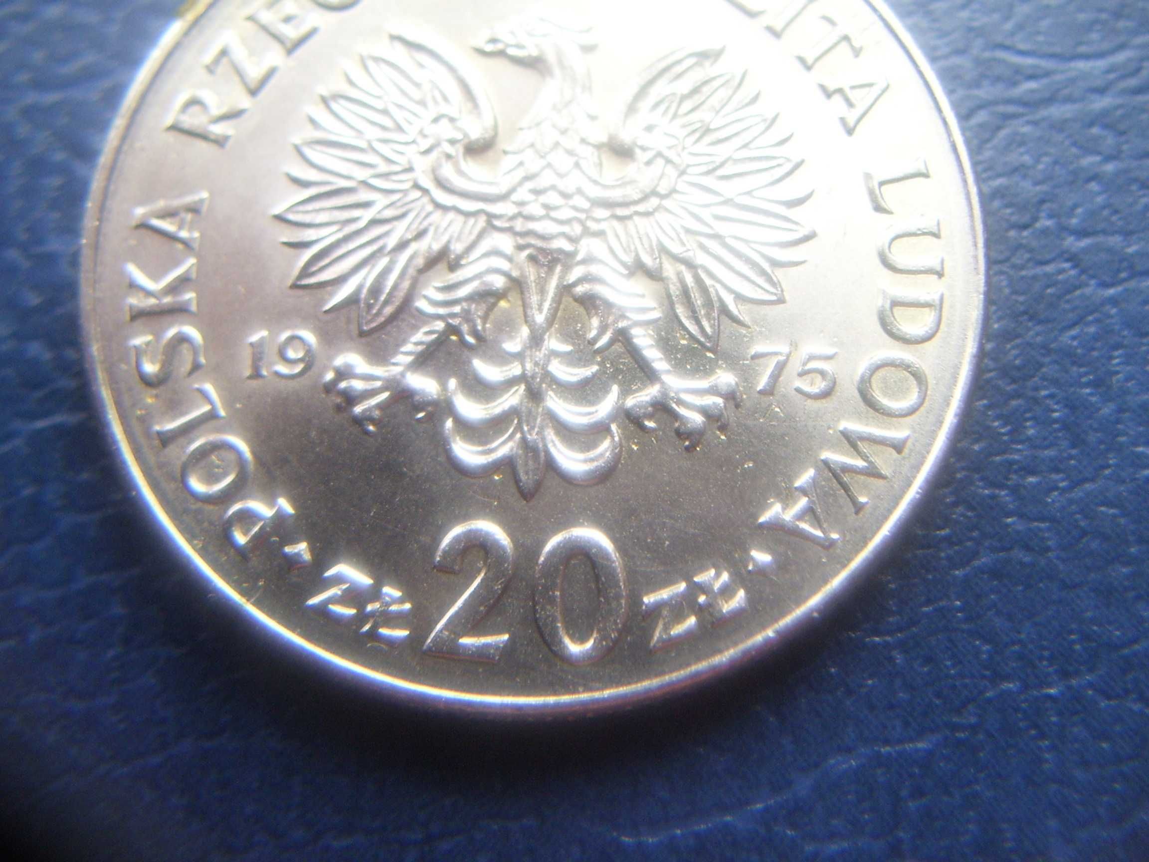 Stare monety 20 złotych 1975 Nowotko PRL stan menniczy
