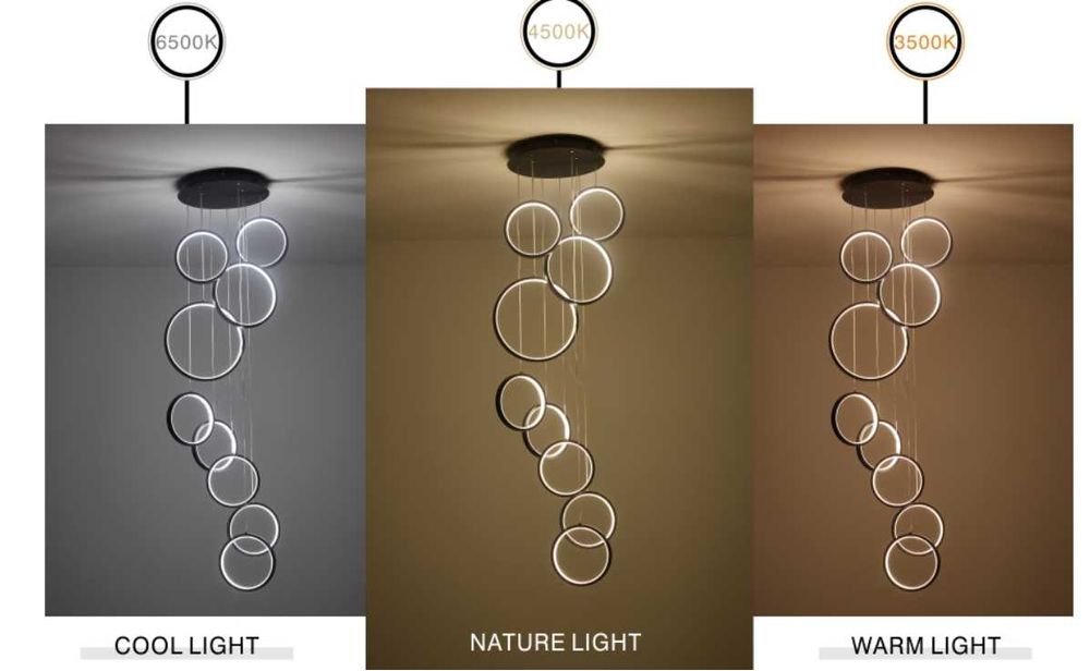 Lampa wisząca LED 12 kół Czarna NR.EO41