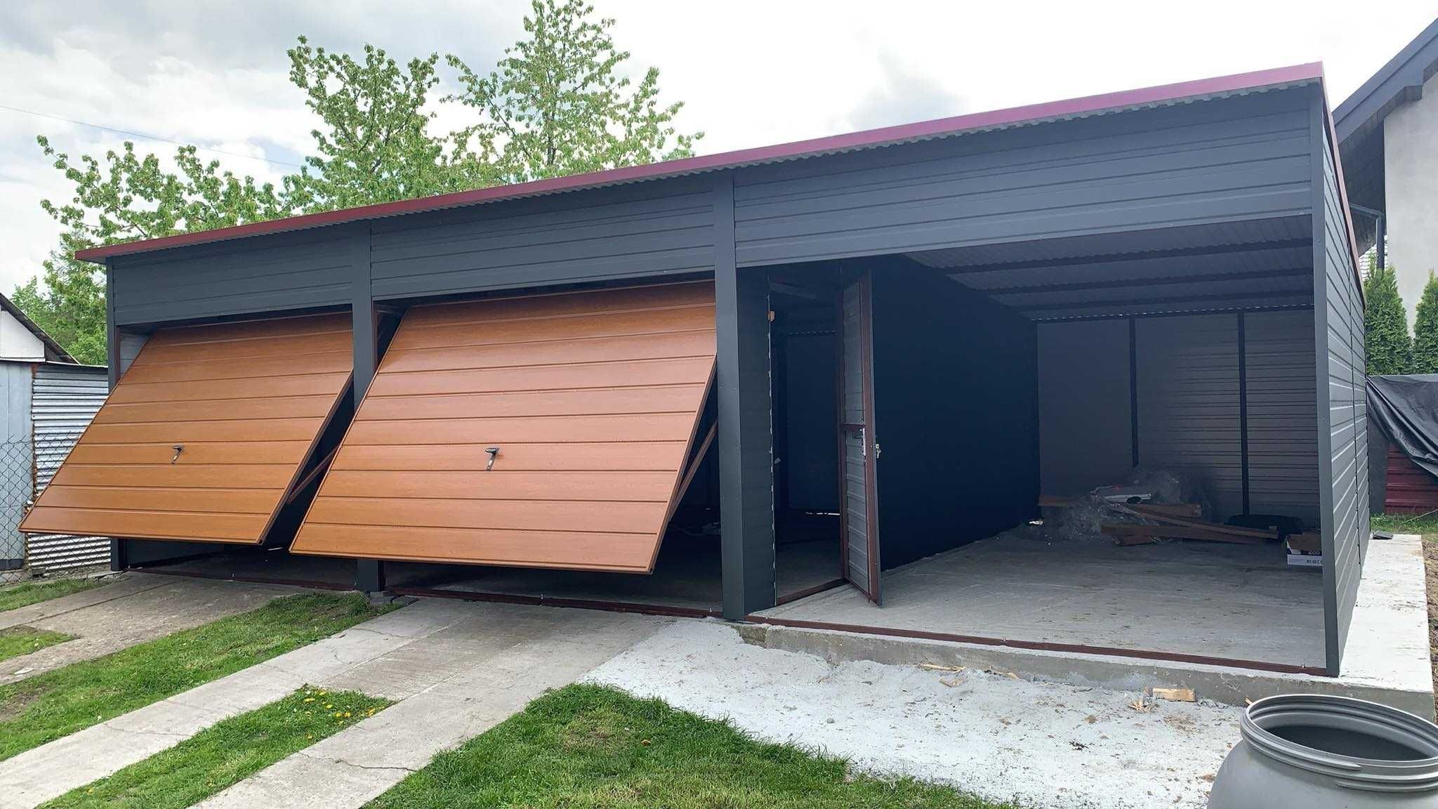 Garaże blaszane drewnopodobne lub w kolorze, każdy wymiar
