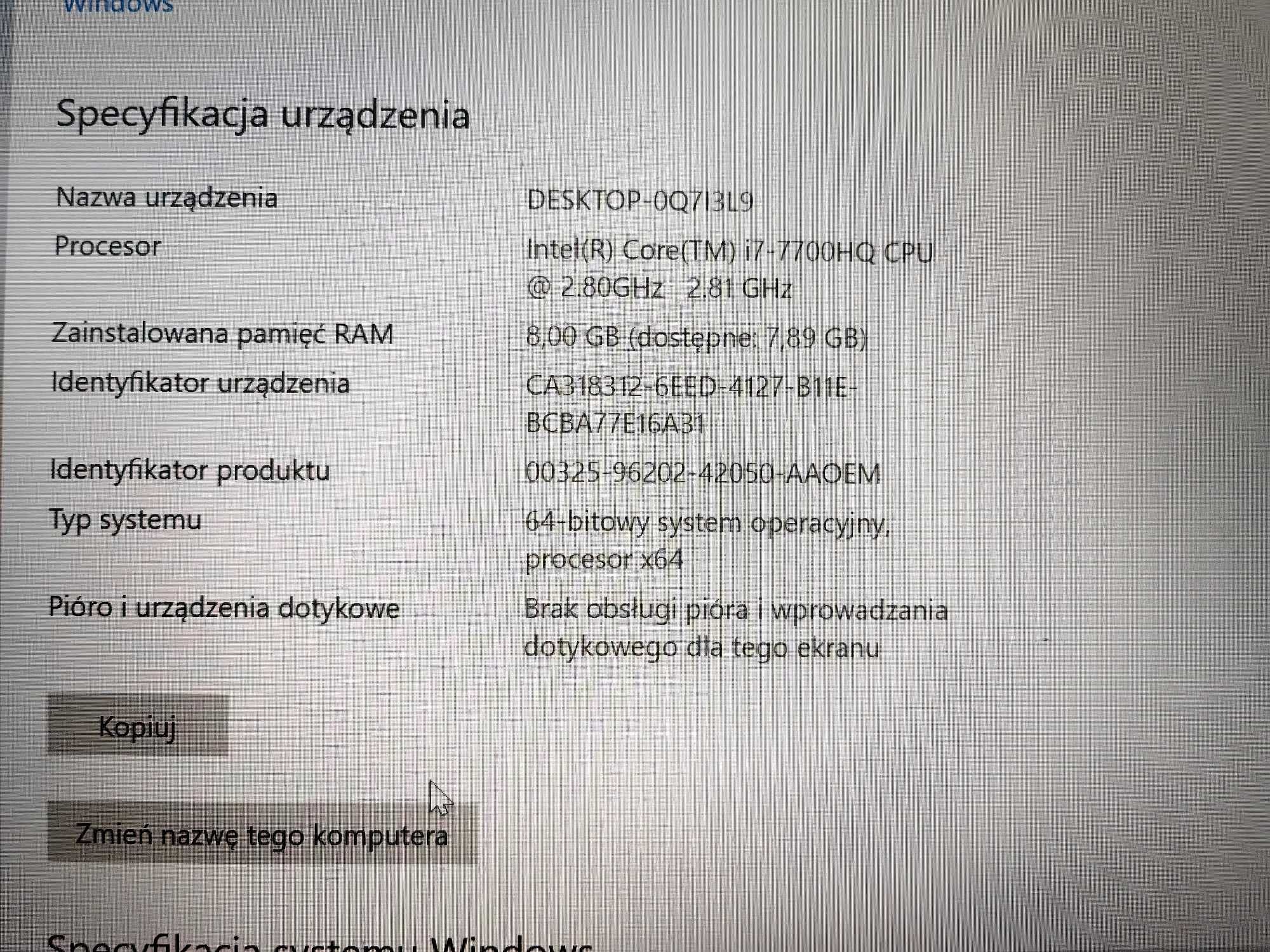 Gamingowy Laptop ASUS ROG Strix GL753VE i7/8GB/1TB/1050Ti, Stan Bdb!