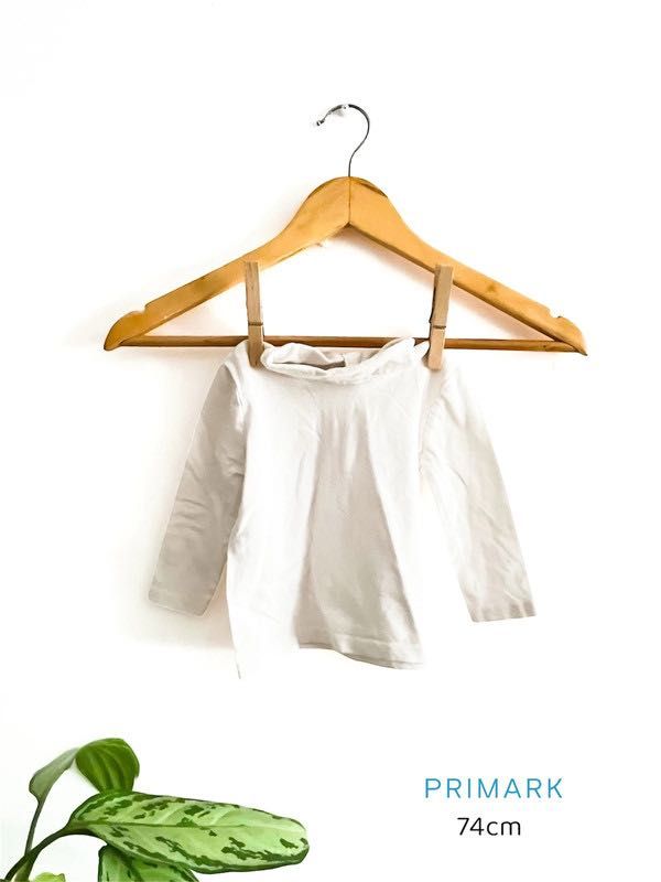 Camisola de Algodão com gola  Branca 74cm