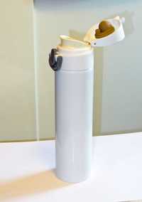 Зручний туристичний термос пляшка термокружка нержавійка білий