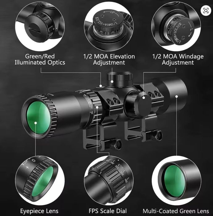 Vendo Mira de caça para crossbow 1.5-5x32