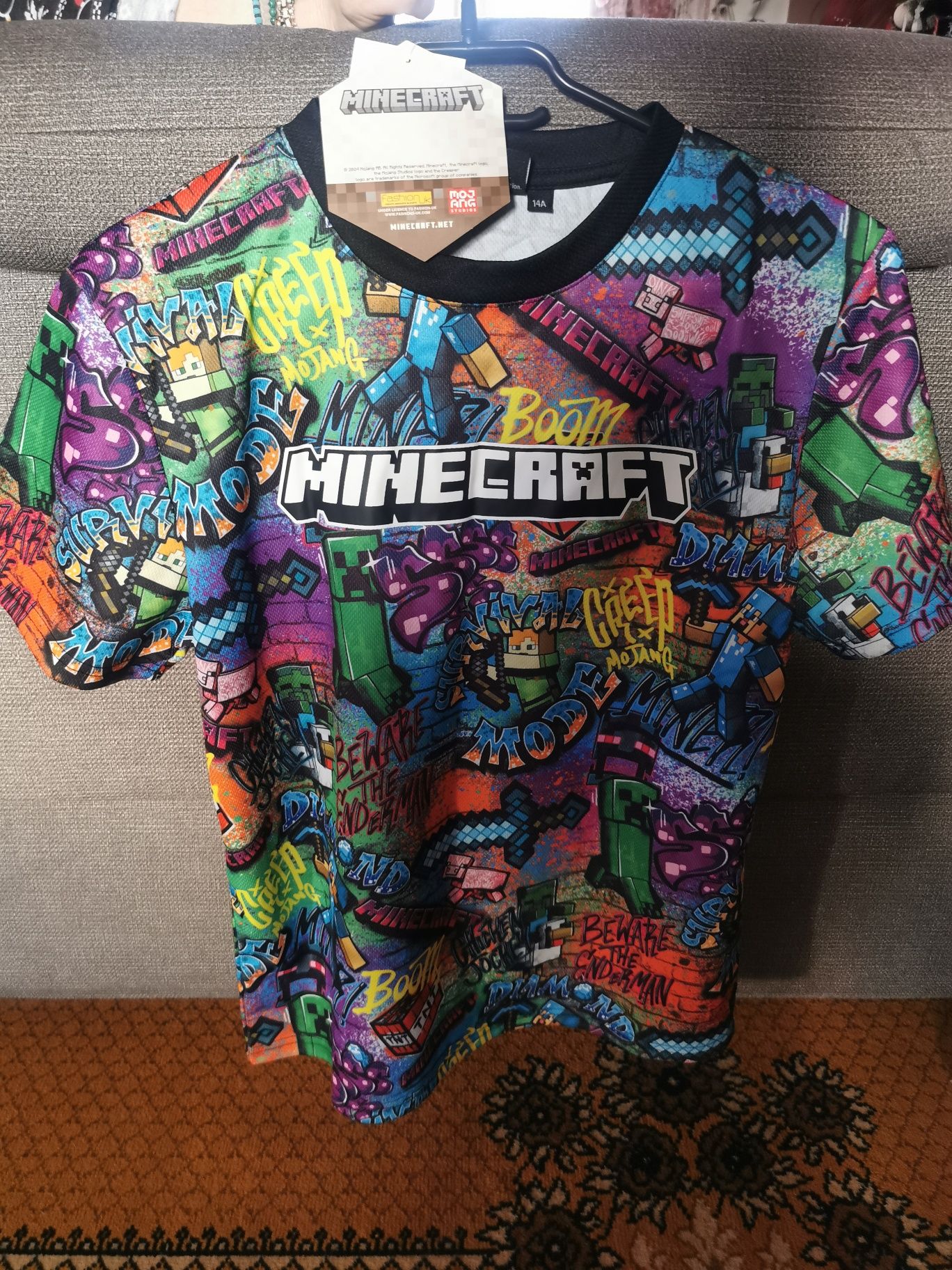 Koszulka T-shirt Minecraft graffiti oryginał 164 cm