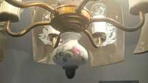 Lampa wisząca ceramiczna 6 ramienna żyrandol porcelana PRL antyk vinta